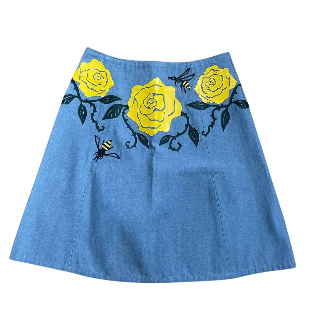Fancy Pony Land by Lorna Leedy Denim Skirt A-Line Size Medium Western Handmade
